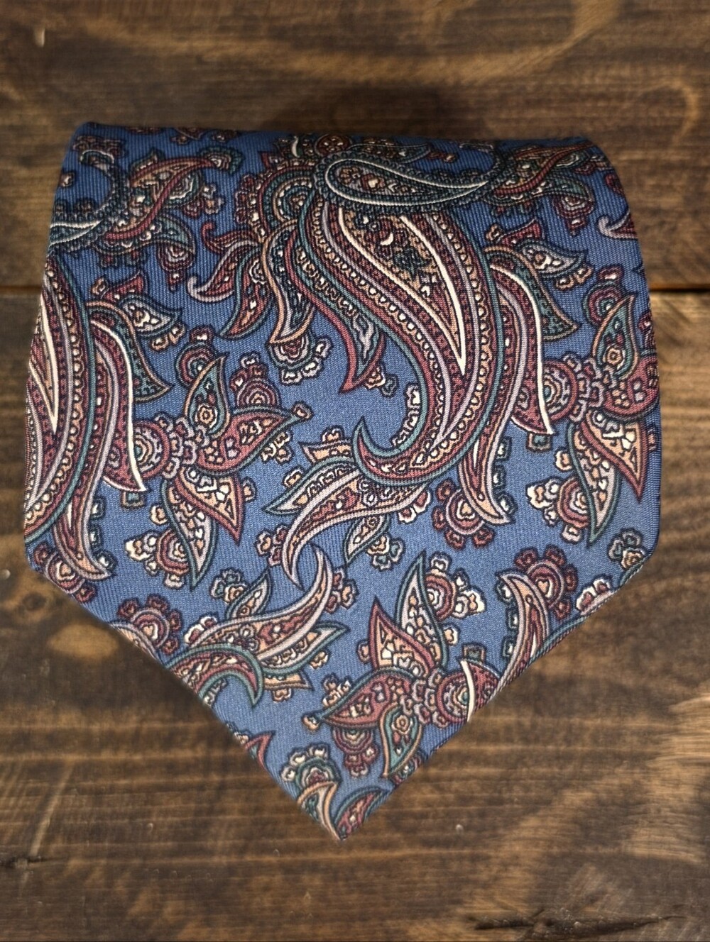 Claybrooke Blue Paisley 100% Silk Handmade Tie 58" x 3.75"